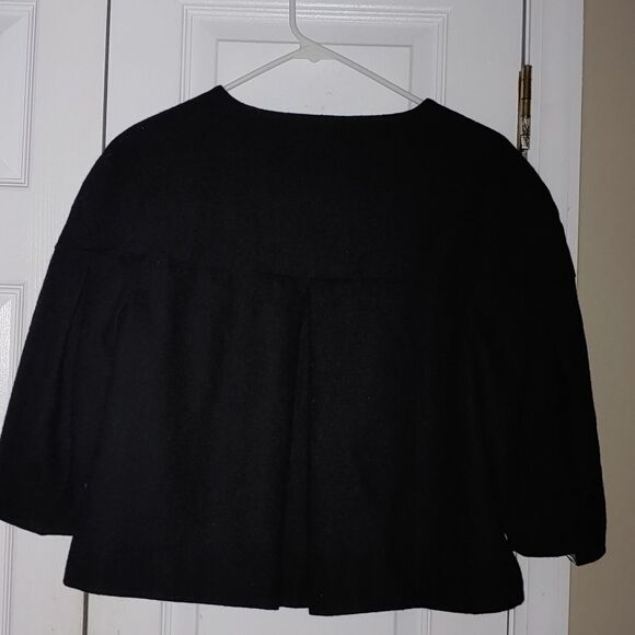 Gracie black wool cropped j cape style jacket  SZ L - Picture 5 of 5